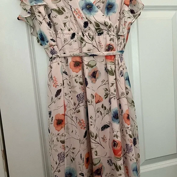 NWT Jessica Simpson Pink Floral Flutter-Sleeve Maternity Dress - Picture 12 of 12